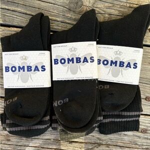 3 NEW PAIR - Bombas black size large men calf socks